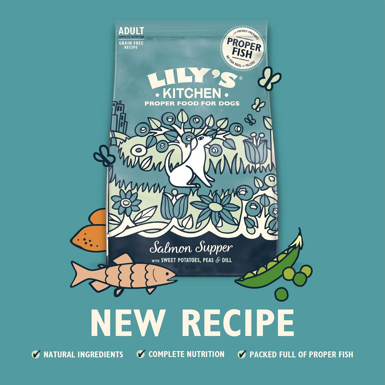 Lily’s Kitchen Made with Natural Ingredients Adult Dry Dog Food Salmon Supper Balanced Nutrition 7kg Bag, 7 kg (Pack of 1) - Image 3