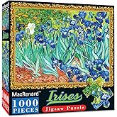 MaxRenard Game Jigsaw Puzzle 1000 Pieces for Adult Oil Painting Collection Irises by Vincent Willem Van Gogh Famous Artwork Pieces Fit Together Perfectly
