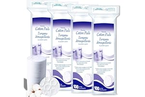 400 Count Cotton Pads for Face, Round Makeup Remover Pads 100% Pure & Organic Cotton Rounds for Face Cleansing, Lint-Free Fac