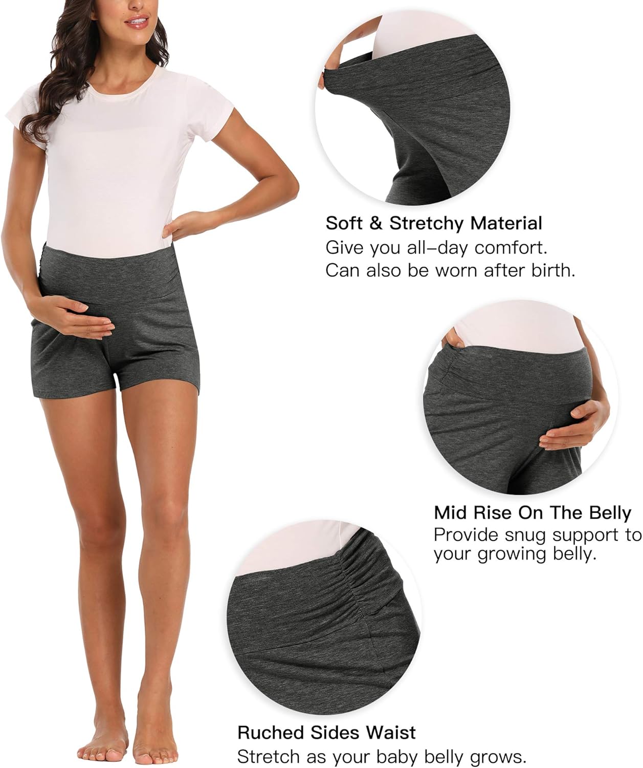 fitglam Women's Maternity Shorts Summer Lounge Yoga Pajama Active Pregnancy Short Pants at  Women’s Clothing store