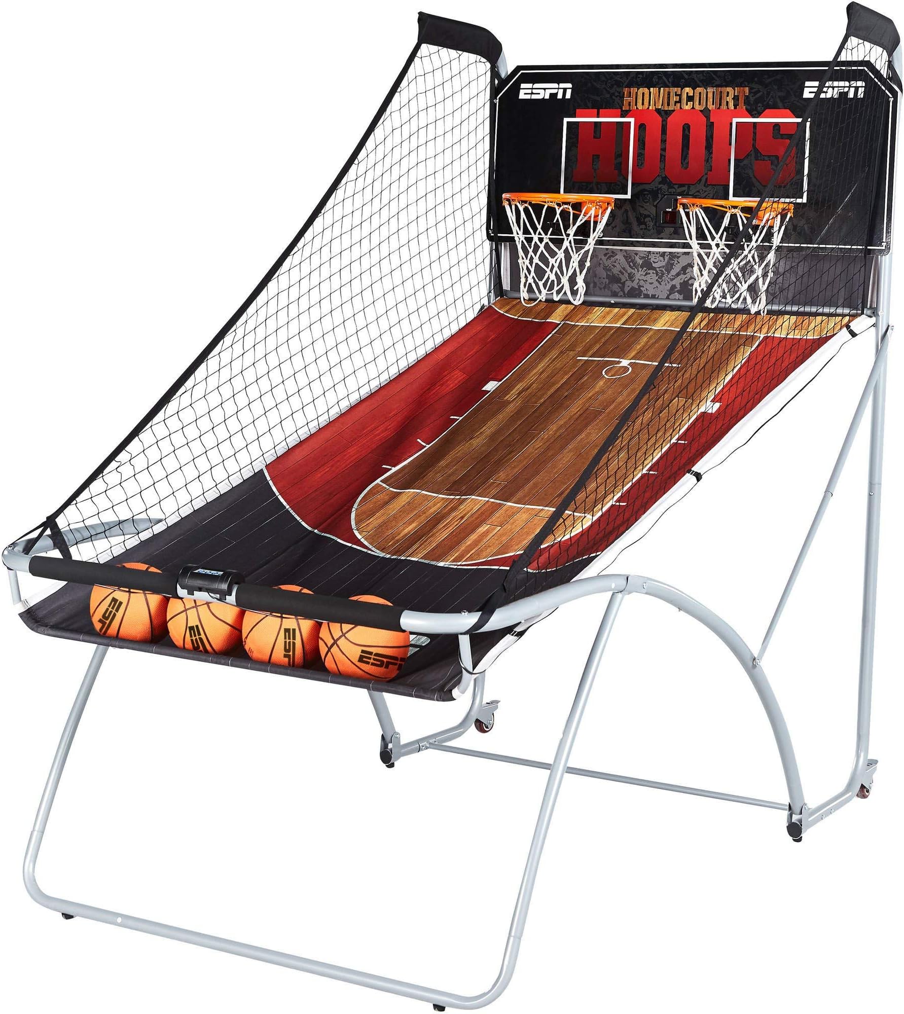 ESPN EZ Fold Indoor Basketball Game for 2 Players with LED Scoring and Arcade Sounds (6-Piece Set), Black (1658128)