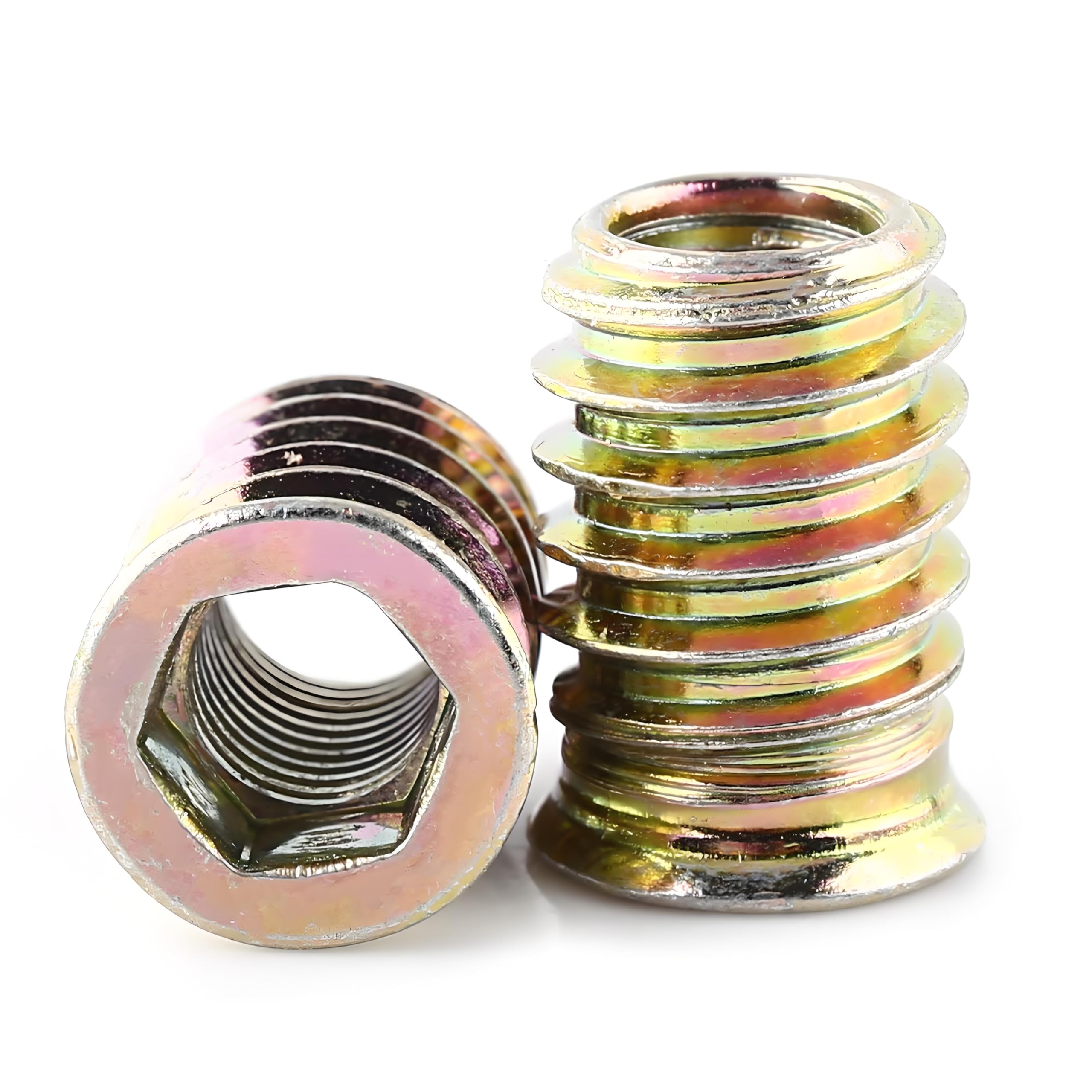 20pcs Carbon Steel Hex Socket Drive Insert Nuts Zinc Plated Carbon Steel Hex Drive Head Nut Threaded for Wood Furniture (M8*20mm)