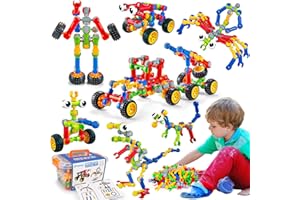 QIRPTEY Kids STEM Building Toys for 3 4 5 6 7 8+ Year Old Boy Girl Birthday Gift, 125 Pcs Preschool Classroom Educational Building Blocks Stem Kits Activities Ages 3-5 4-8 5-7 6-8 Engineering Creative Games