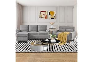 Tornama 79" Convertible Sectional Sofa Set, Small L Shaped 3-Seat Couch with Reversible Chaise and 48" Loveseat, Modern Linen Sofas Couches for Living Room, Light Grey