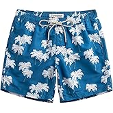Turnshine Mens Swim Trunks 7" Quick Dry Bathing Suits with Mesh Lining Printed Shorts Swimwear