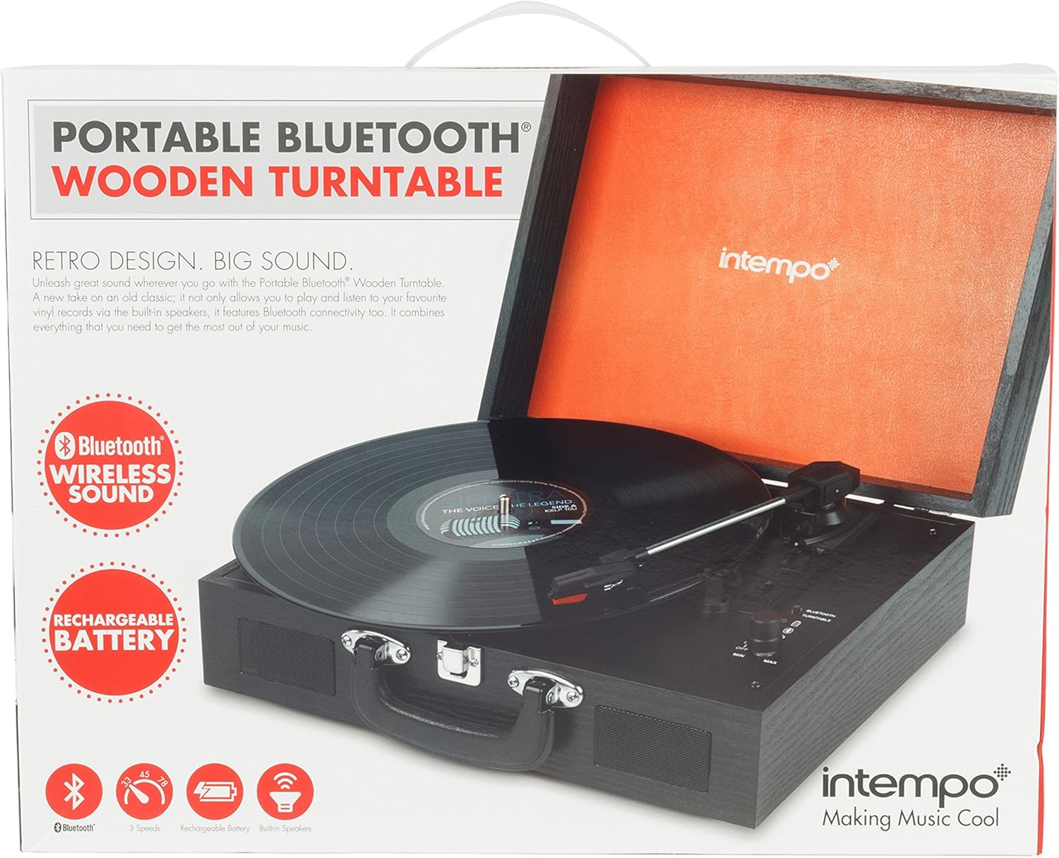 intempo vinyl turntable with stereo speakers