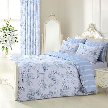 Amazon Com Blue White French Toile Striped Reversible Usa