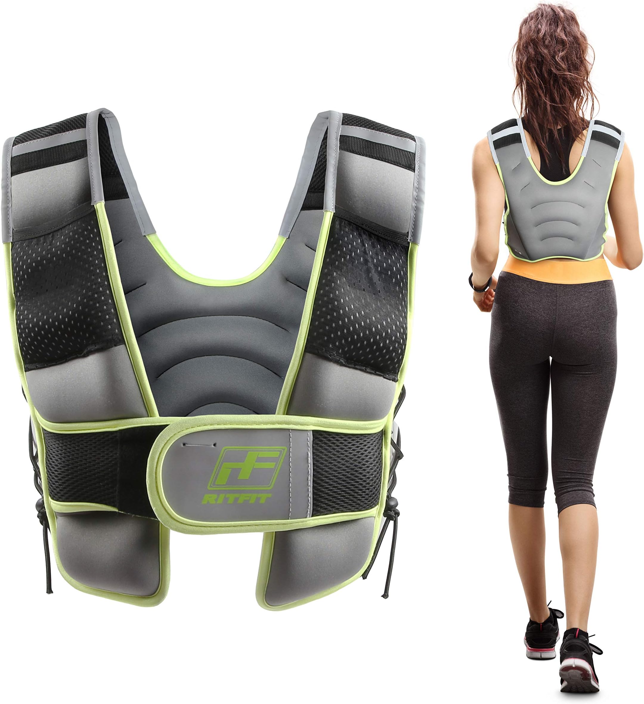 RitFit Adjustable Weighted Vest with Neoprene Fabric for Men&Women, 8lbs/10lbs/15lbs/20lbs, Weight Vest for Workout, Crossfit, Strength Training, Muscle Building