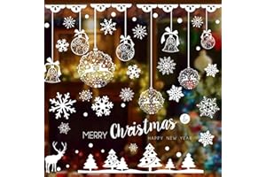OCATO 275 Pcs Christmas Window Clings Static Snowflakes Window Clings Decals Stickers Christmas Window Decorations Indoor Merry Christmas Winter Wonderland Decorations Ornaments Party Supplies