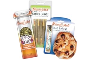 Meowijuana Get Baked Bundle | Get Baked Cookie Refillable Toy, King Size Catnip Joints, and Kalico | Hand Harvested and Rolled Dried High Potency Catnip | Grown in North America