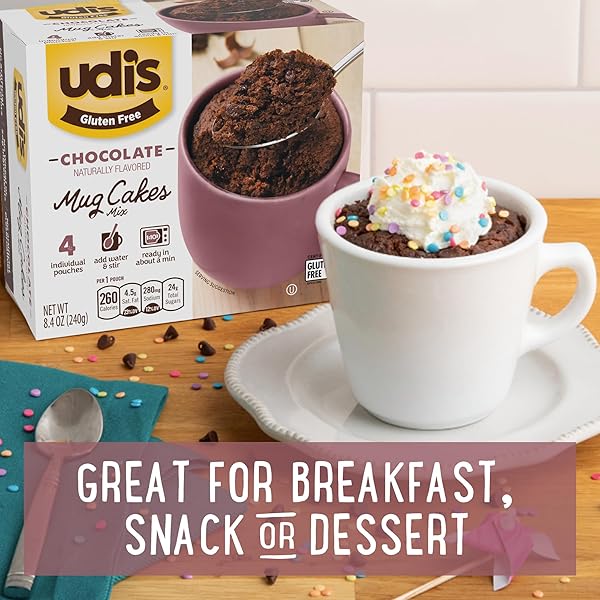 UDI’S GLUTEN FREE CHOCOLATE MUG CAKE MIX, 8.4 OZ. 4-COUNT
