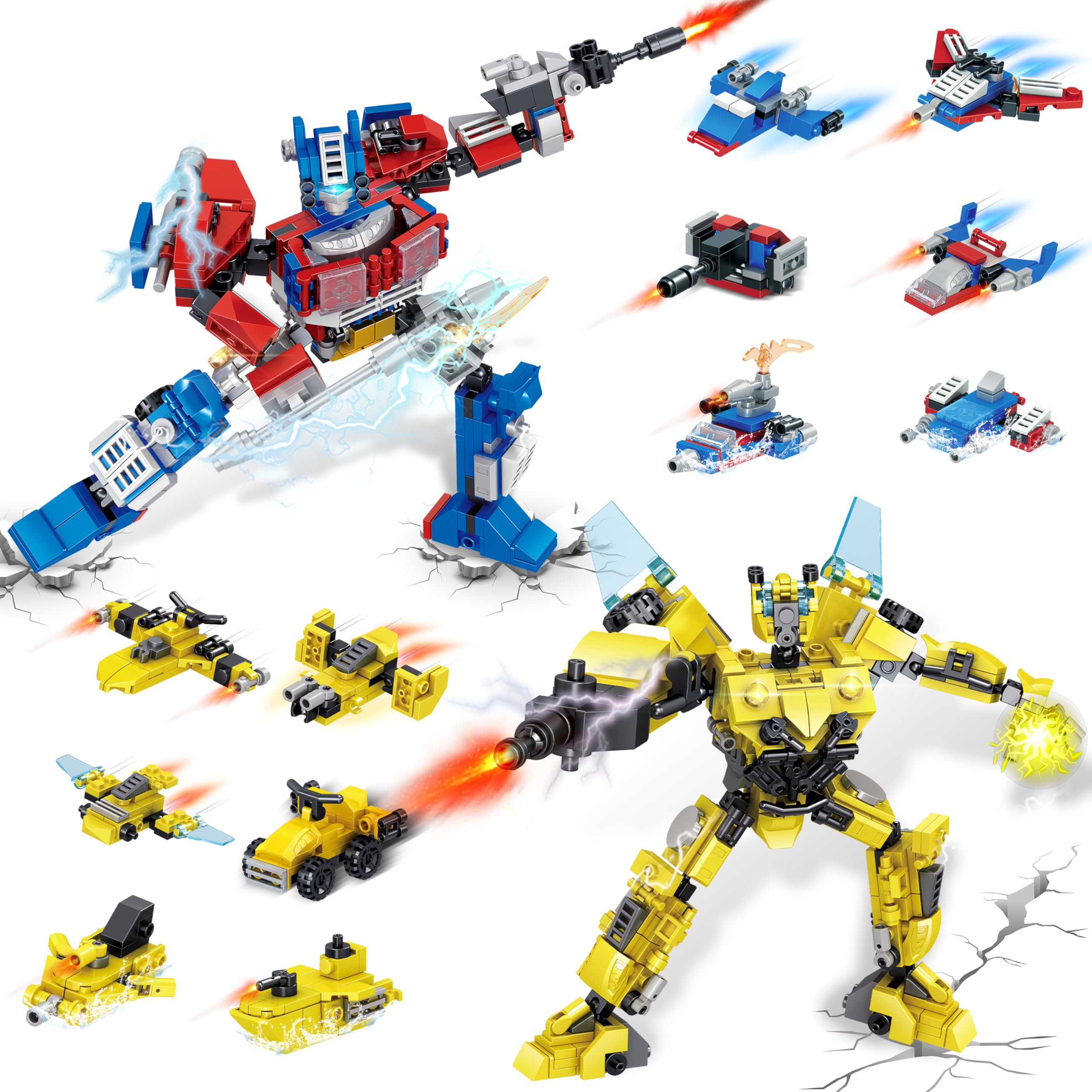 Advent Calendar 2025-24 Packs Transform Robot Building Blocks, 12-in-1 Party Favors Creative Action Mech Toy Building Set for Stocking Stuffers, Countdown to Christmas Birthday Gifts for Boys Girls