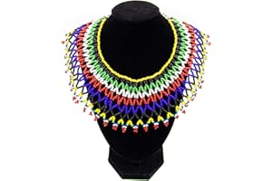AUEAR, Colorful Beaded Necklace Maasai South African for Women Best Gift