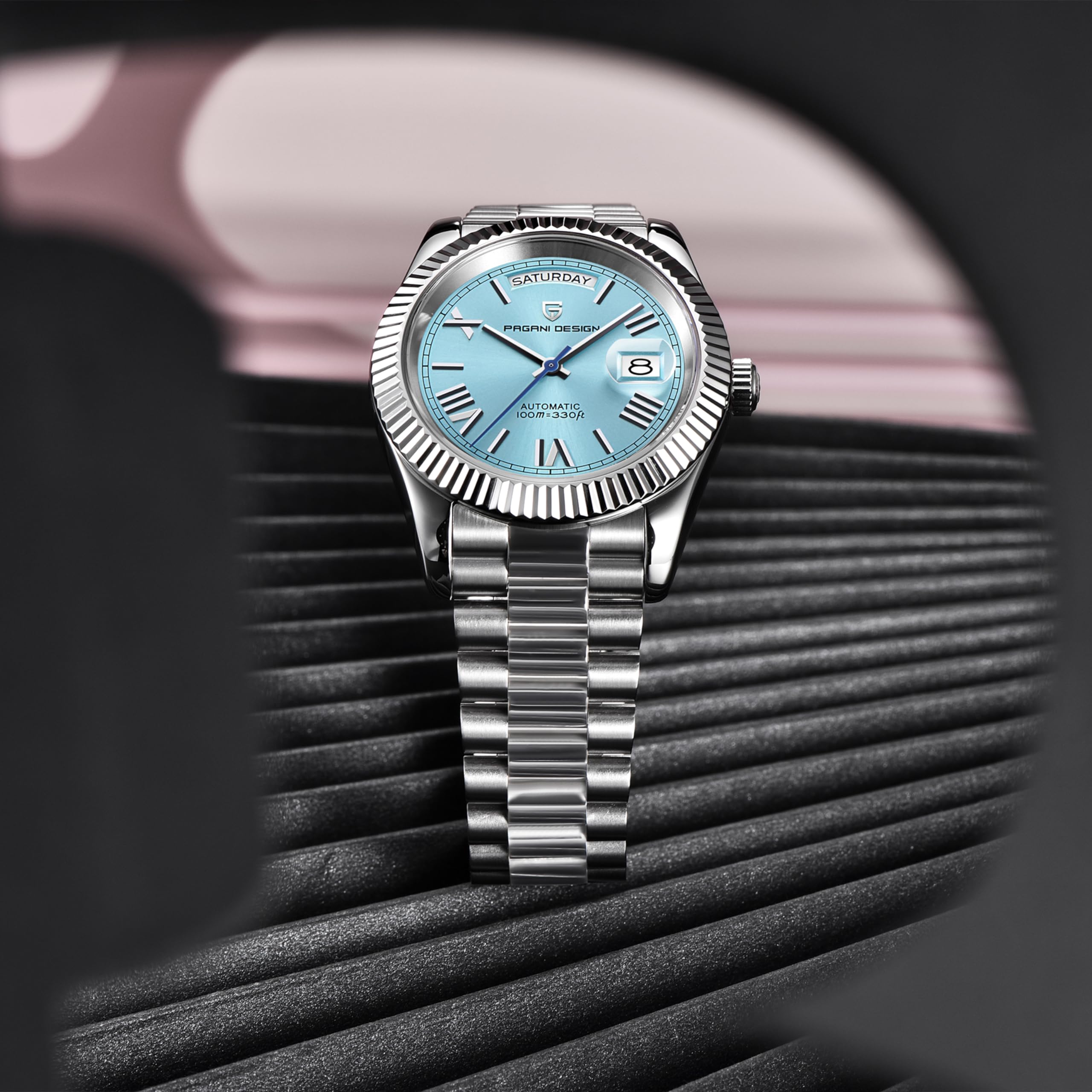 RollsTimi PD1783 DD40 Herren Uhr, NH36A Japanisches Automatikwerk, Day/Date, 100m Wasserdichtheit, Edelstahlarmband, Saphirglas, Luxus Herren Automatikuhr 6