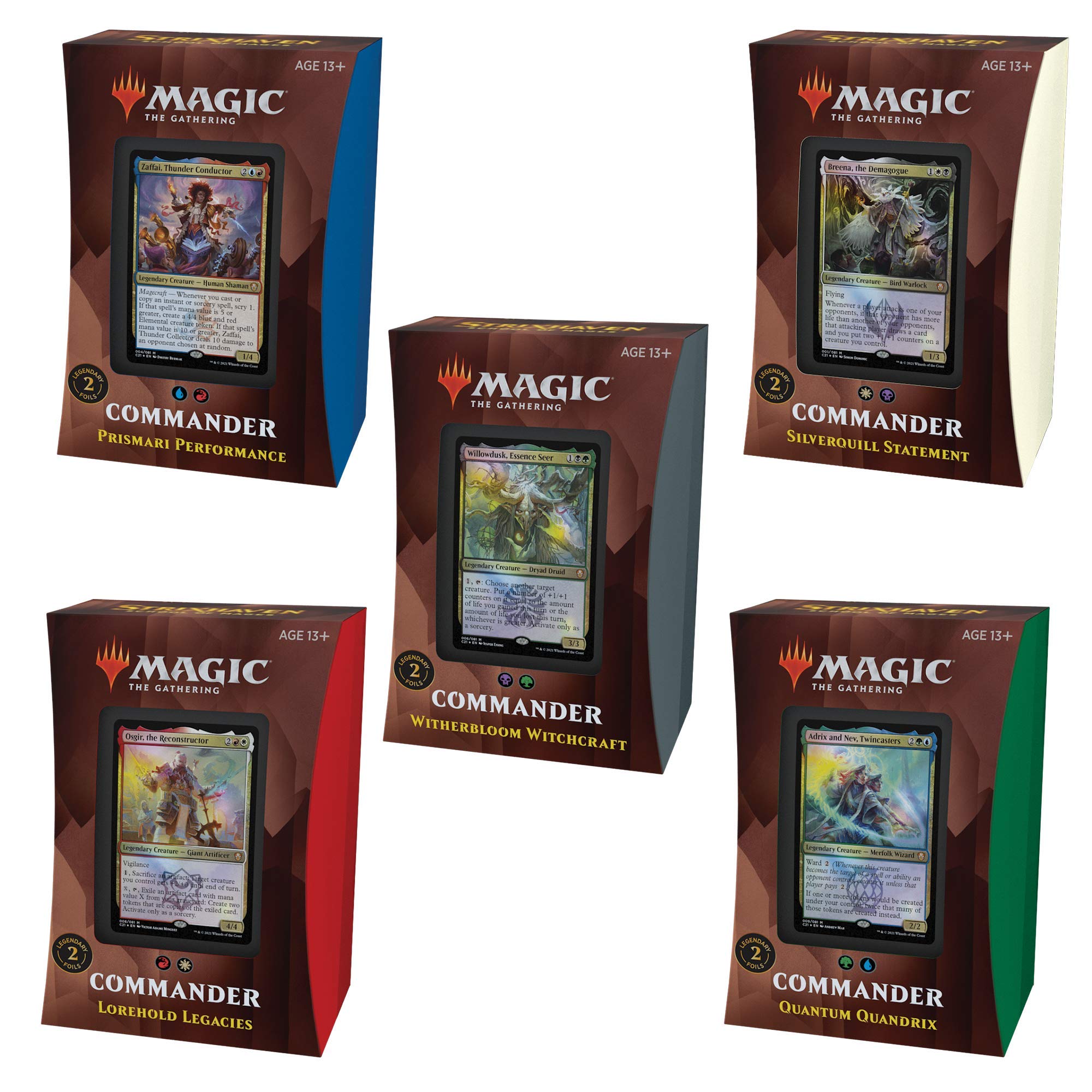 Magic The Gathering - Strixhaven School of Mages Commander Decks Display of 5 Decks