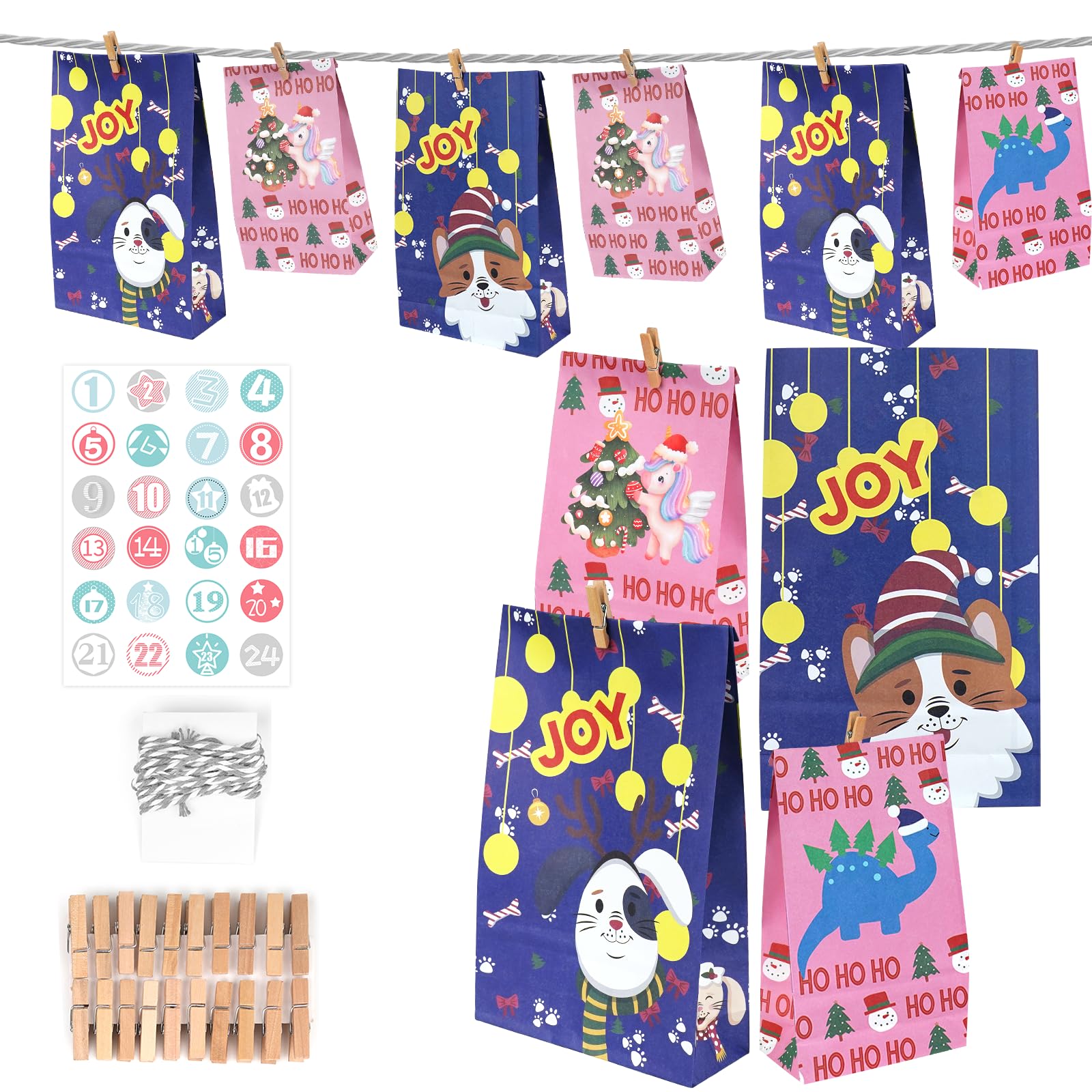 Advent Calendar to Fill Large, Gift Paper Bags to Fill Yourself Crafts Penguin Advent Bags (orange and Dark Blue)