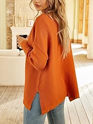 LILLUSORY Women's Orange Turtleneck Sweater
