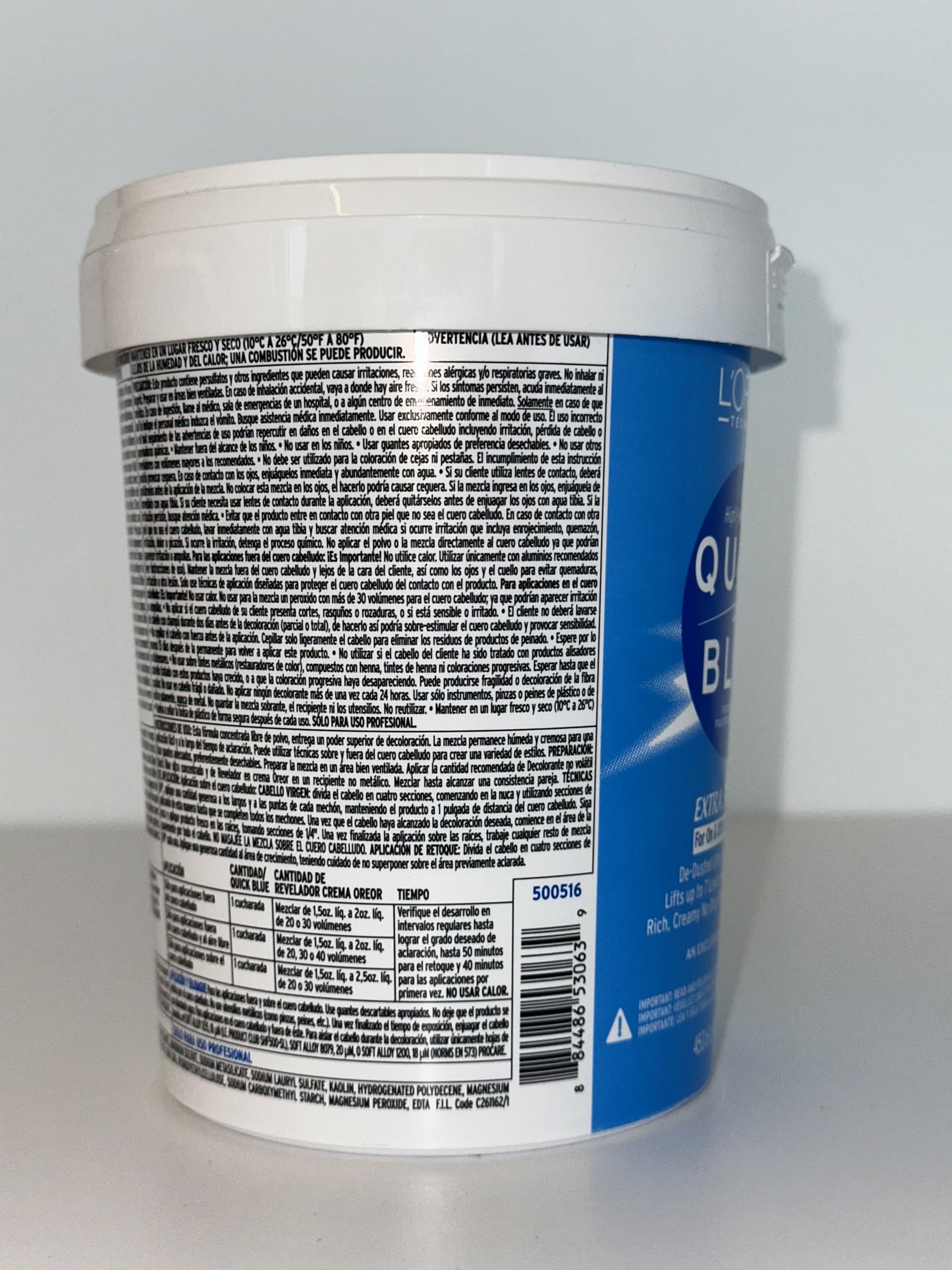 L'OREAL TECHNIQUE Quick Blue High Performance Bleach | Professional Hair Bleaching Powder | No Drip Formula | Extra Strength Lightening Action Lifts Up To 7 Levels | Single Application | 1 Pound