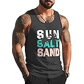 Mens Tank Tops Summer Beach Vacation Sleeveless Shirts Casual Palm Graphic Muscle Gym Workout Tank Top