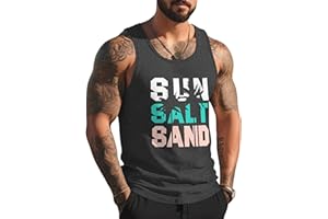 GOSUIF Mens Tank Tops Summer Beach Vacation Sleeveless Shirts Casual Palm Graphic Muscle Gym Workout Tank Top