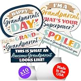 Funny Happy Grandparents Day Photo Booth Prop Kit, DIY Setup - 10pc | Family Celebration Party Decorations, Arrow and Speech Bubble Shapes for Adults or Kids, Prop Sticks Included, USA-made