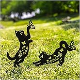 EZTZEN Cat Metal Garden Stakes Decorative,Gifts for Women/Men/Cat Lovers Gifts,Black Cat Silhouette Statues Garden Decor for Outside,Outdoor Decor,Yard Art,Patio,Lawn Ornaments