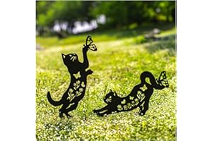 EZTZEN Cat Metal Garden Stakes Decorative,Gifts for Women/Men/Cat Lovers Gifts,Black Cat Silhouette Statues Garden Decor for Outside,Outdoor Decor,Yard Art,Patio,Lawn Ornaments