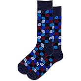 Hot Sox Men's Leafy Geo Crew Socks 1 Pair, Denim Heather, Men's Shoe 10-13