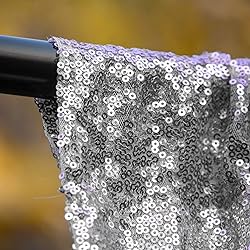 JYFLZQ Silver Sequin Backdrop Curtain 8x10ft(WxH) 1