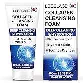 LEBELAGE Korean Collagen Facial Cleanser 3.38 oz | Cleansing Foam Face Wash | Low pH Gentle Hydrating Daily Facial Cleanser Sensitive Skin