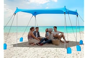 Gorich Beach Tent Sun Shelter with 8 Sandbags, UPF50+ Protection & Windproof Pop Up Beach Canopy Tent Sun Shade for Family, Travel & Camping, Easy Setup Canopy Umbrella