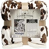 CARSTENS, INC. Wrangler Ultra Premium Super Soft Plush Sherpa Fleece Oversized Throw Blanket 54" x 68", Tri-Color Cowhide