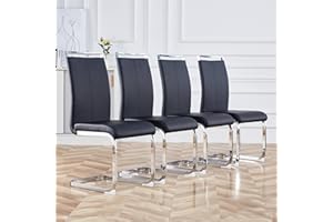 Baysitone Modern Dining Chairs Set of 4, Side Dining Room Chairs, Kitchen Chairs with Faux Leather Padded Seat High Back, Chairs for Dining Room,Kitchen, Living Room Black, TYU-06