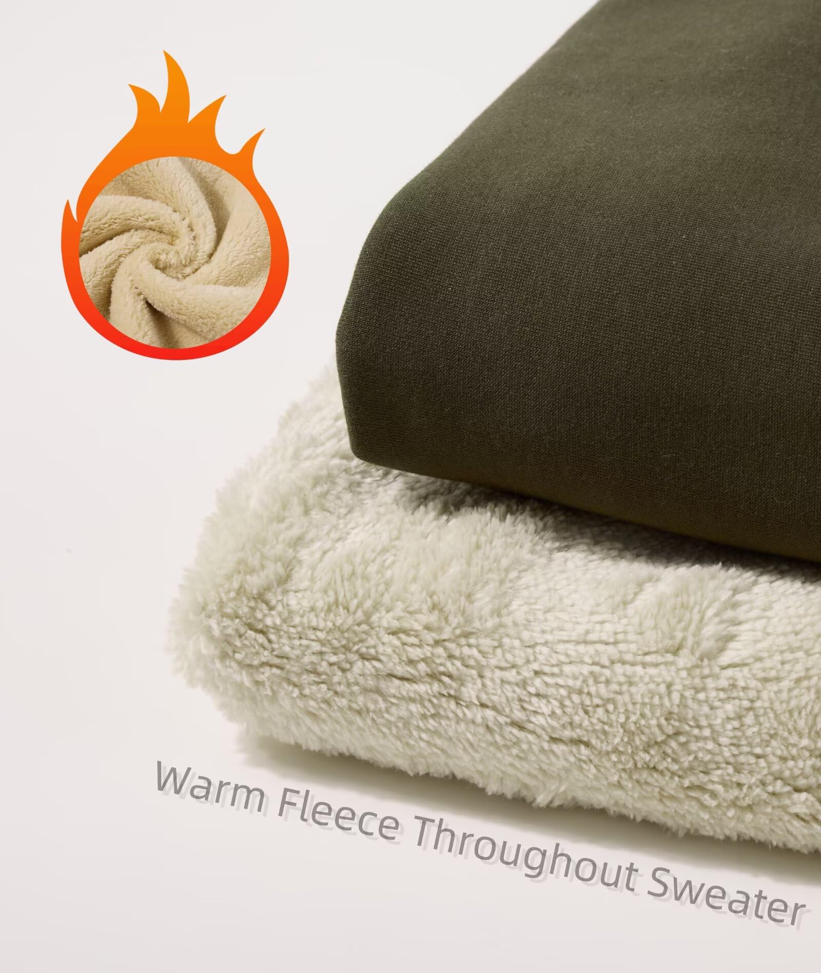 PrimeCrest Sweatshirt Herren Pullover Winter Baumwolle Fleecepullover Thermo Fleece Solid Langarm Winterpullover Ohne Kapuze Rundhals Sweatshirts Warme Dicker Basic Arbeitspullover Schwarz L 6