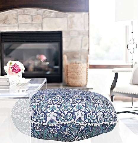 Amazon Com 32 Blue Star Mandala Floor Pillow Meditation Bohemian