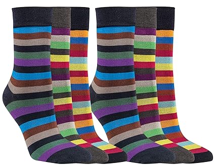 Vitasox Damen Socken Bambus bunt Ringel ohne Naht 6/12 Paar
