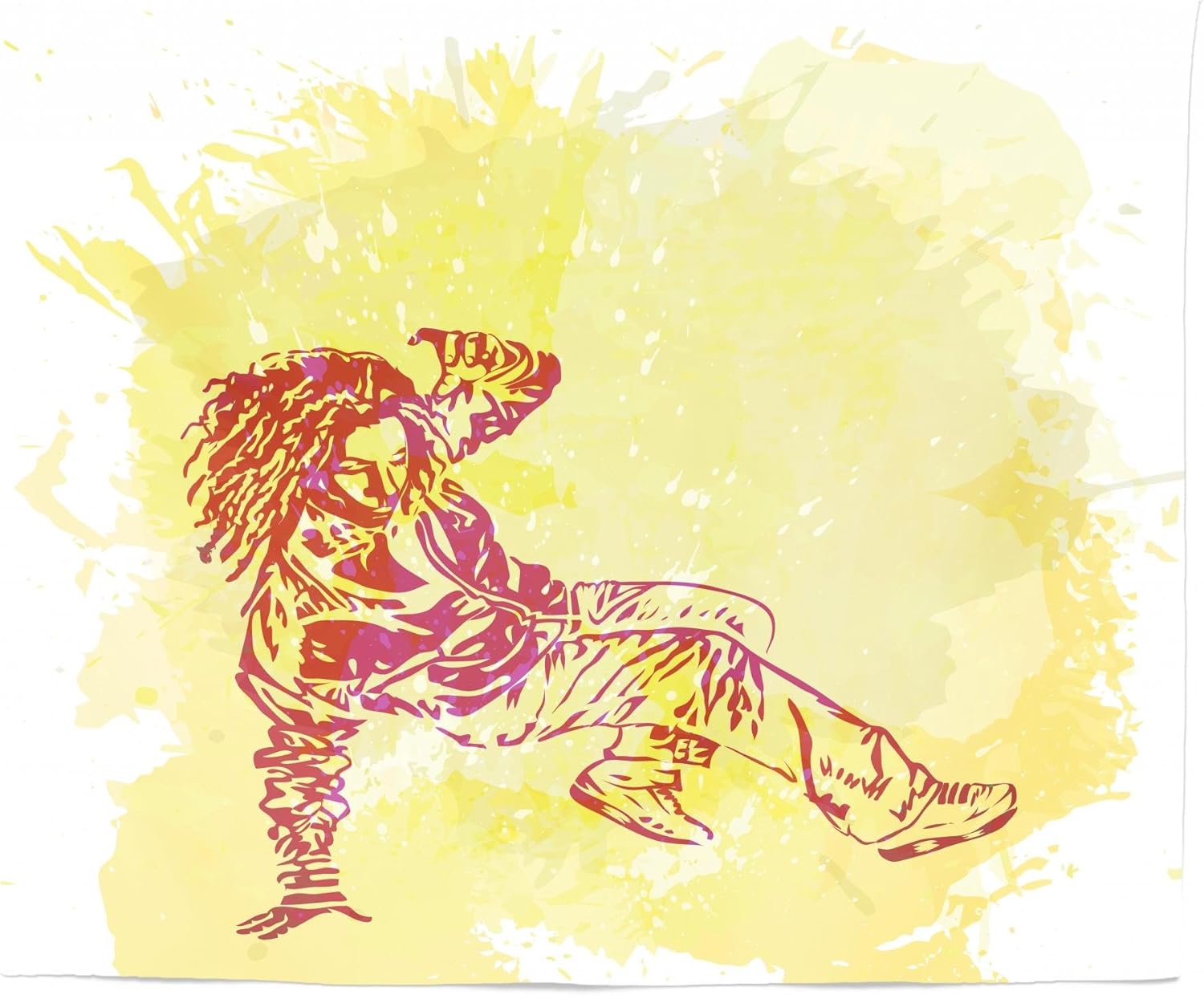 Amazon Com Lunarable Rapper Tapestry King Size Girl Street Dancer Breaking Performing On Grunge Watercolor Style Background Wall Hanging Bedspread Bed Cover Wall Decor 104 X Vermilion Yellow Home Kitchen