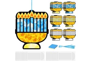 Mooliwe 24 Sets Hanukkah Menorah Tissue Sign Craft Kit Hanukkah Craft Bulk Chanuka DIY Menorah Crafts Kit Hanukkah Candles Craft for Chanukah Party Holiday School Activities
