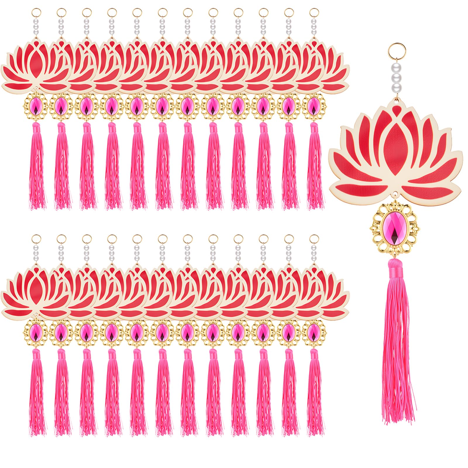 Photo 1 of AceOrbit 24 Pcs Lotus Diwali Hanging Decorations for Home 10 Inch Wooden Lotus Garlands Backdrop Wall Hanging for Indian Pooja Ganesh Chaturthi Navratri Temple Wedding Decor