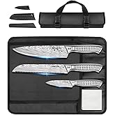 MOSFiATA 6pcs knife set,Japanese Stainless Steel Knife Sets for Kitchen with Oxford cloth storage bag Dishwasher Safe, For Outdoor
