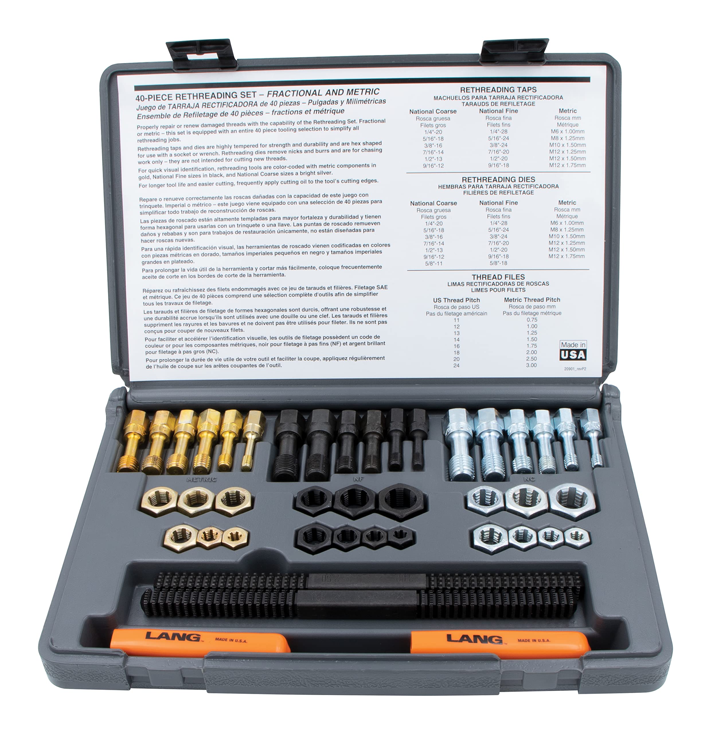Photo 1 of Lang 972 40 Piece Fractional and Metric Thread Restorer Kit