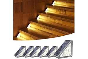 JEJOT Solar Step Light Outdoor Stair Lights, Deck Lights Outdoor Powered IP65 Waterproof, 2CCT Solar Outdoor Step Light, Decor for Stair, Deck, Step, Sidewalk, Porch and Outside Patio,2CCT,6 Pack