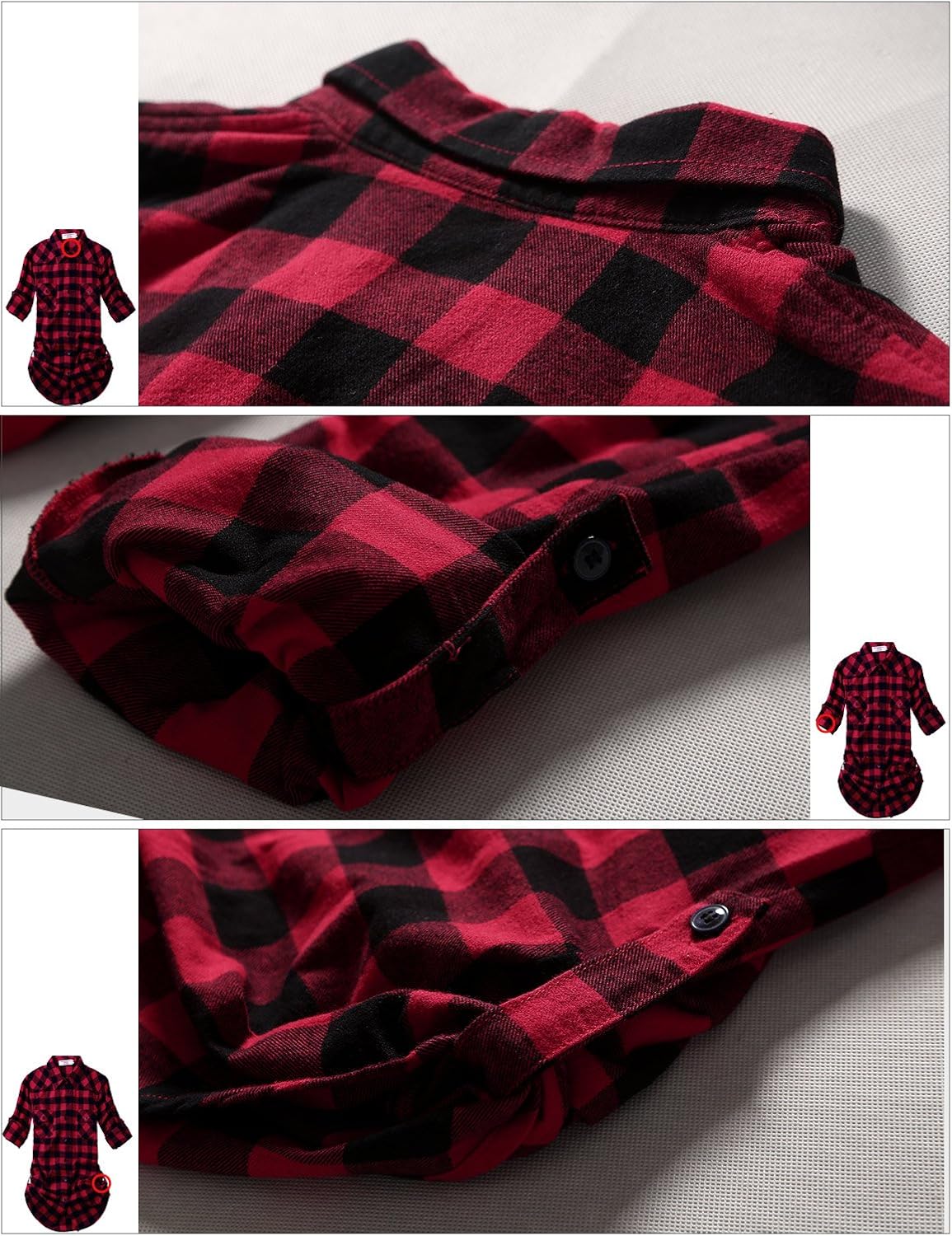Match Women's Long Sleeve Flannel Plaid Shirt at  Women’s Clothing store