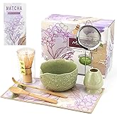 VENSEEN Matcha Whisk Set, 8 Pcs Matcha Kit with Ceramic Japanese Matcha Bowl & Accessories Kit for Traditional Tea Ceremony, Home Use & Gifts for Matcha Lovers (Green)