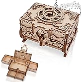 Hallisun 3D Wooden Puzzle Box for Adults, DIY Mechanical Wood Model Kits Jewelry Keepsakes Storage Box with Music, Creative W