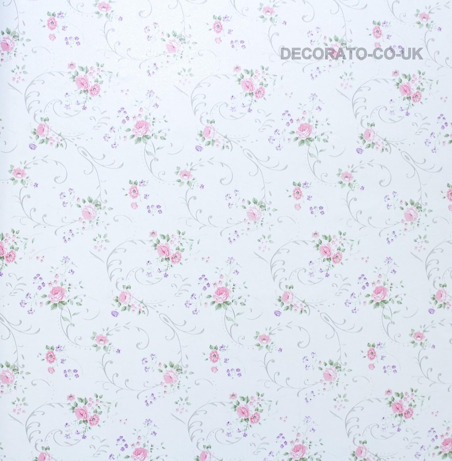 5m Pink Rose Fablon Sticky Back Plastic Vintage White Furniture