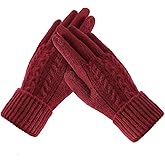 Trifabricy Womens Winter Gloves, Warm Thick Lined Touchscreen Gloves, Elastic Cuff Knit Gloves for Women Men Cold Weather