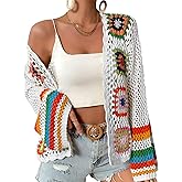 Women's Floral Crochet Cardigan Boho Hollow Out Sweater Cardigan
