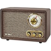 Victrola Retro Wood Bluetooth Radio with Built-in Speakers, Elegant & Vintage Design, Rotary AM/FM Tuning Dial, Wireless Stre