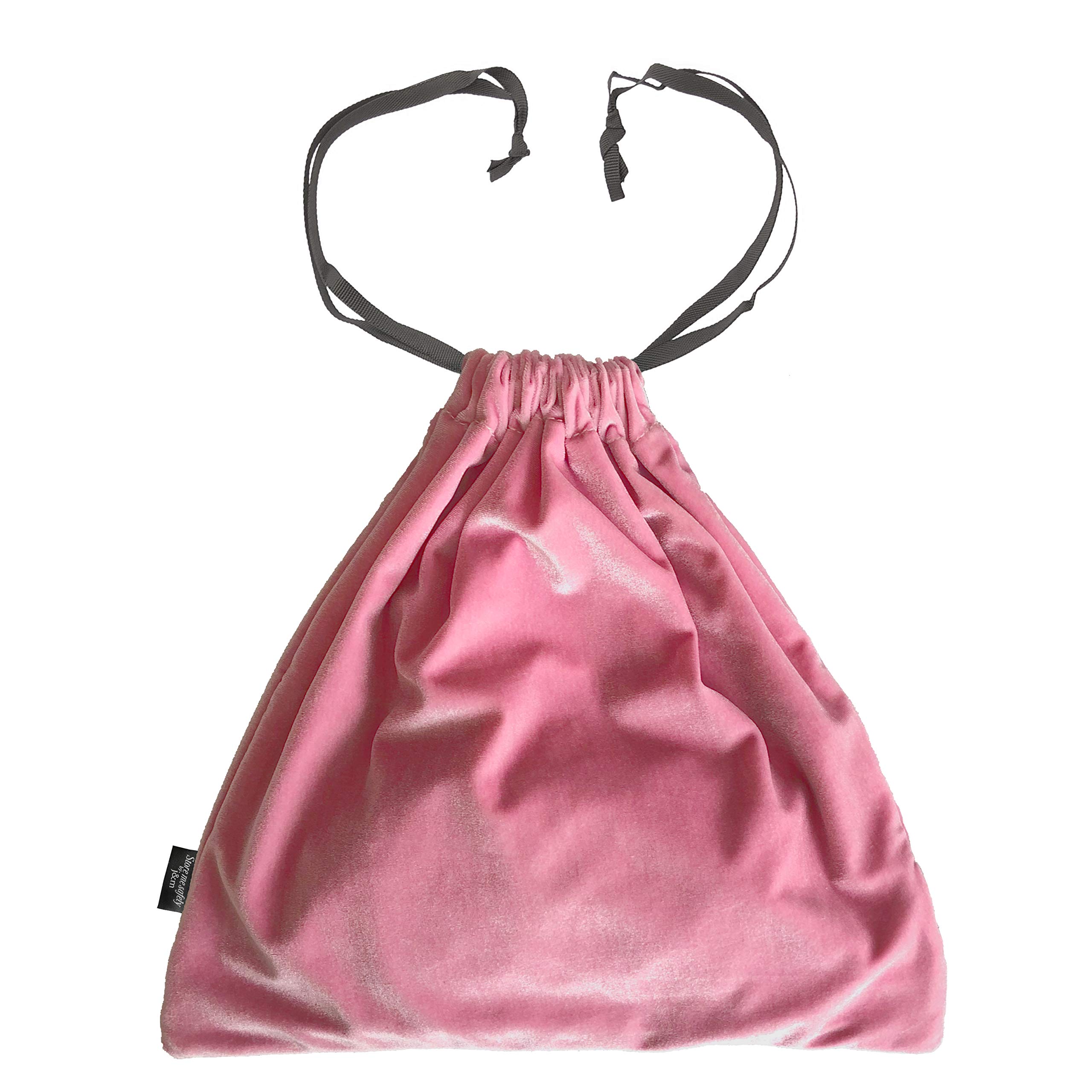 Velvet Hair Dryer Storage Bag with Large Internal Pocket – Soft & Stylish 35x35cm Pouch to Protect Appliances, Heels & Accessories with Drawstring Closure (Pink)